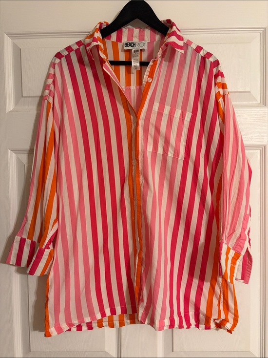 Beach Riot Other - Beach Riot Alexa Sunset Stripes Button Down Cover Up Shirt